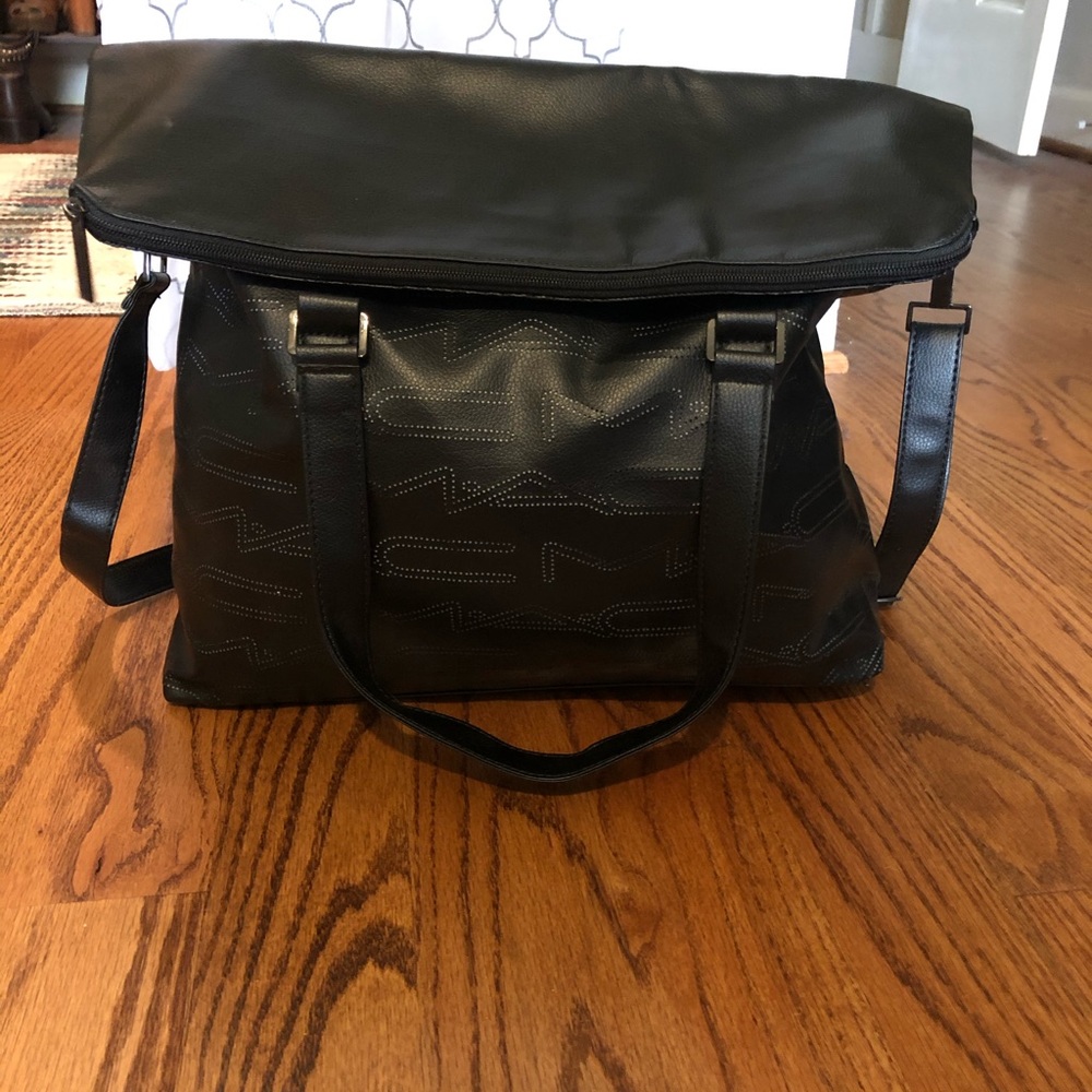 Large MAC Cosmetics fold over black bag